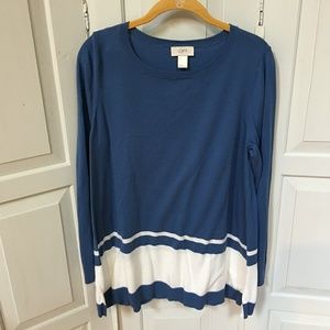 LOFT Blue & White A-Line Sweater